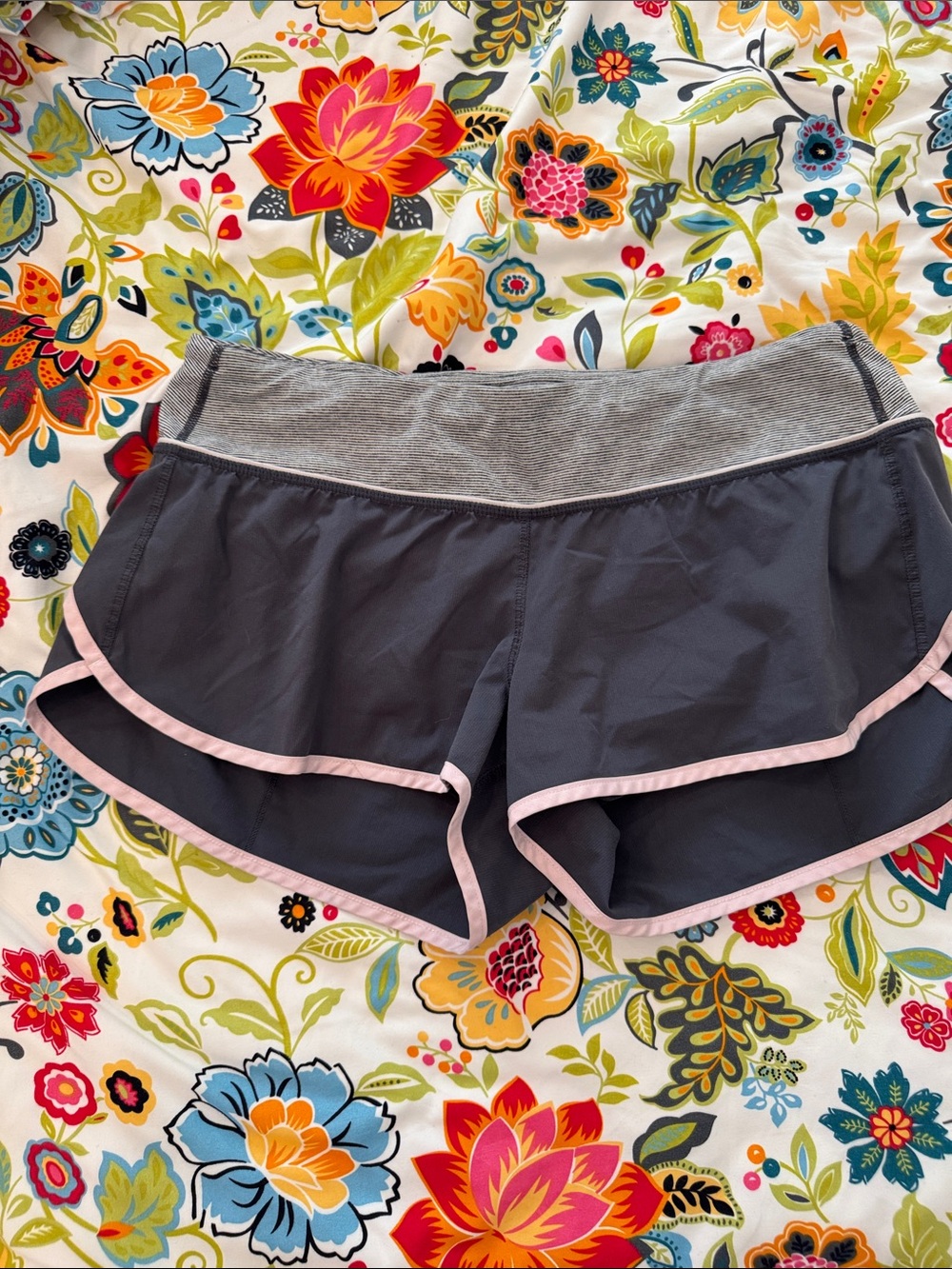 lululemon athletica Gray Running Shorts with Pink Trim